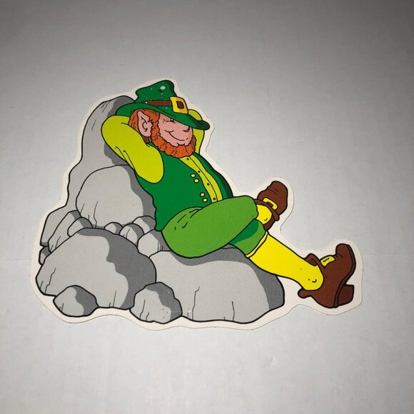 Vintage? Die Cut? St. Patrick's Day Decoration Leprechauns Rainbow Pot Of Gold - Picture 2 of 14